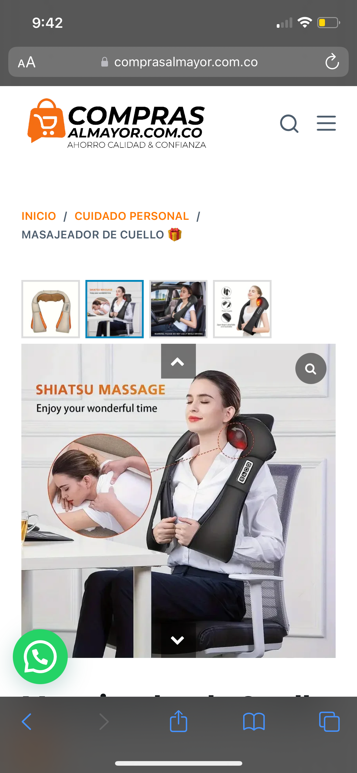 Masajeador de Cuello Shiatsu 8 Nodos