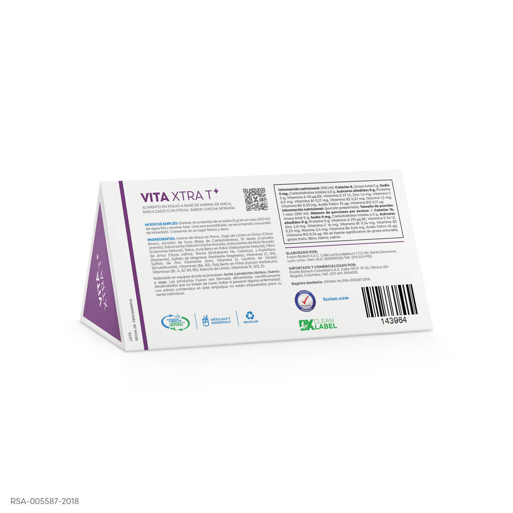 Caja triangular de Vita Xtra T+ por 7 dias parte trasera