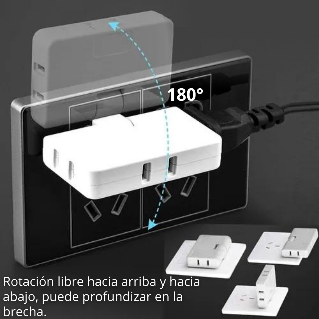 EXTENSOR DE TOMA CORRIENTE 3 SALIDAS GIRATORIO 180 GRADOS