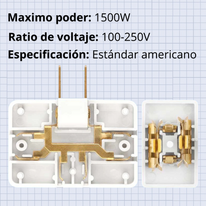 EXTENSOR DE TOMA CORRIENTE 3 SALIDAS GIRATORIO 180 GRADOS