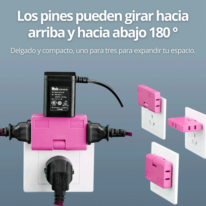 EXTENSOR DE TOMA CORRIENTE 3 SALIDAS GIRATORIO 180 GRADOS