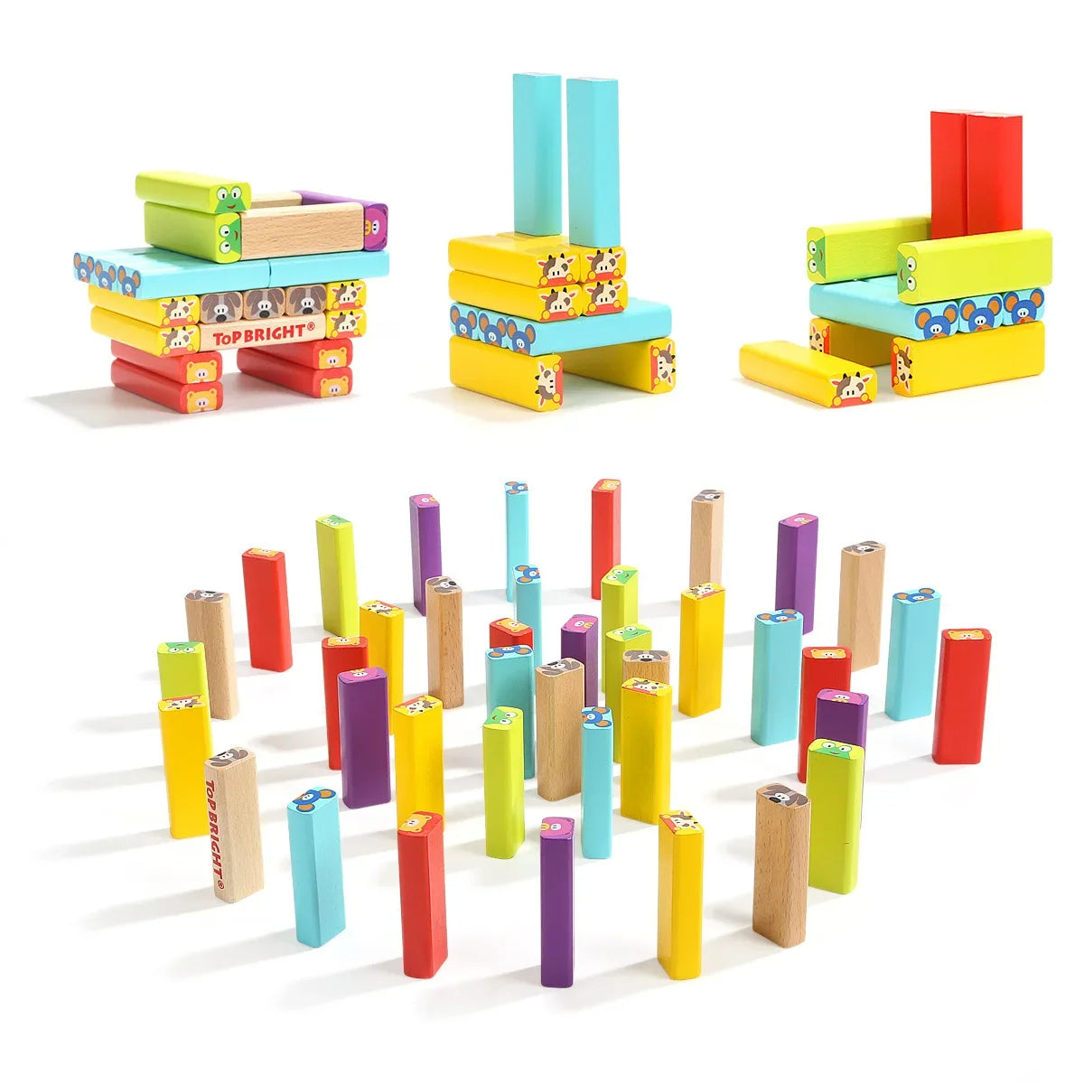 JENGA BLOQUES ANIMALES DE MADERA
